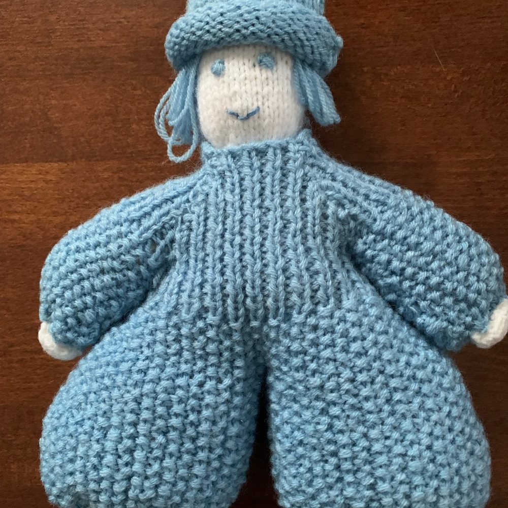 Handmade Blue Knitted Doll